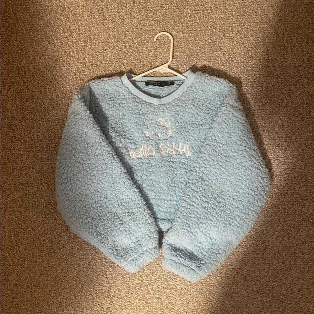 Blue Fuzzy Pullover Hello Kitty Sweater